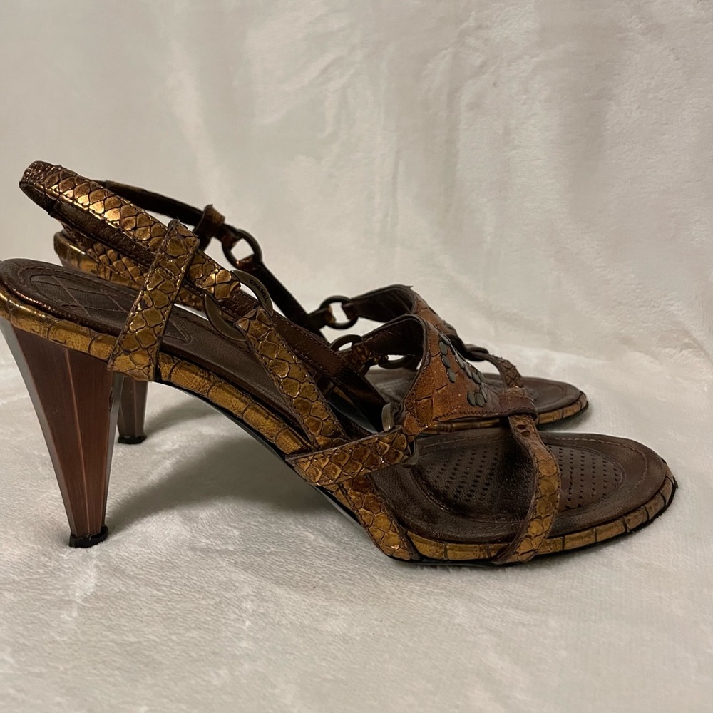 Authentic Chanel Bronze Python Heels - image 5